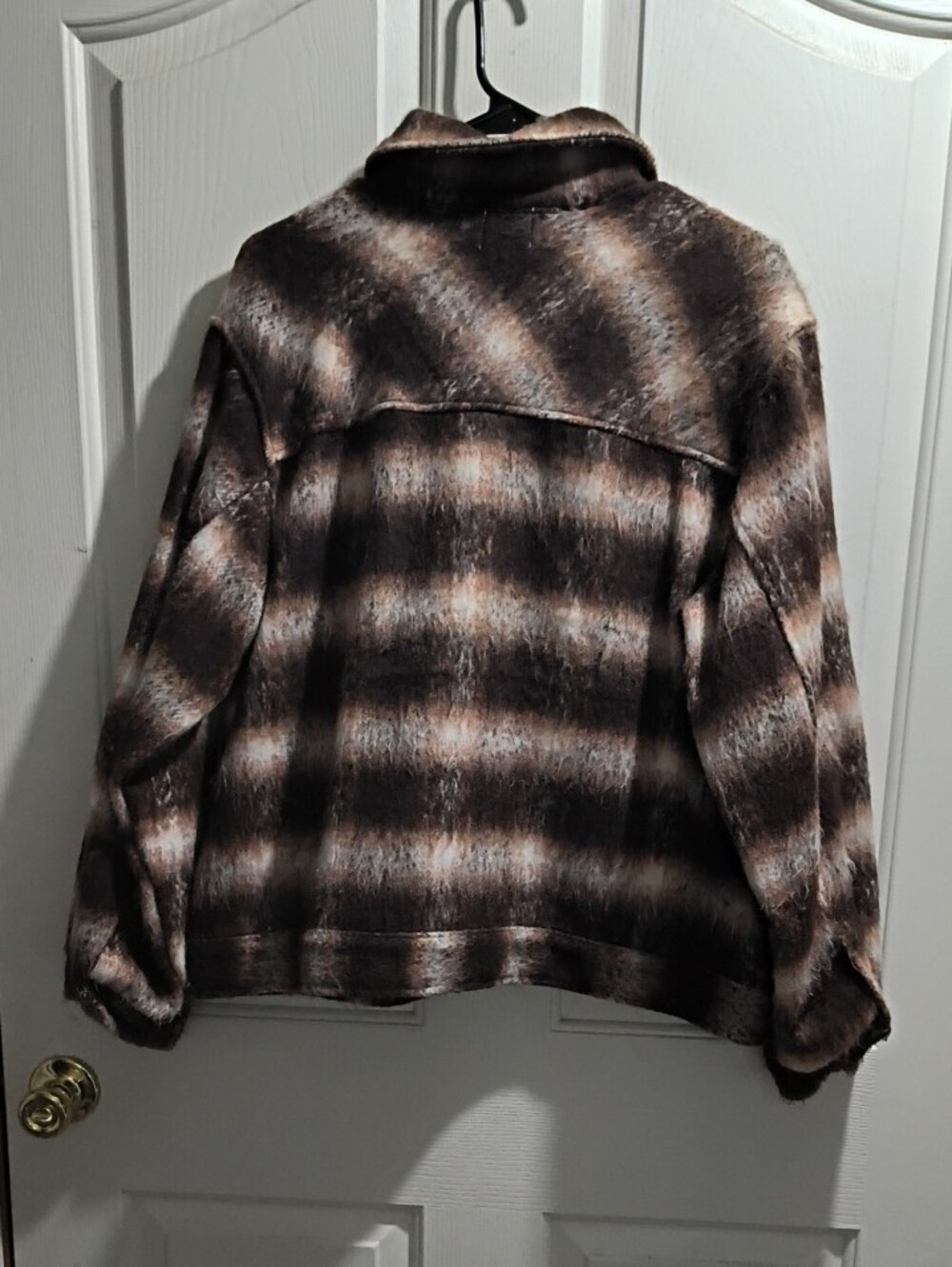 Time and Tru Brown Plaid Brushed Shacket - Picture 4 of 5